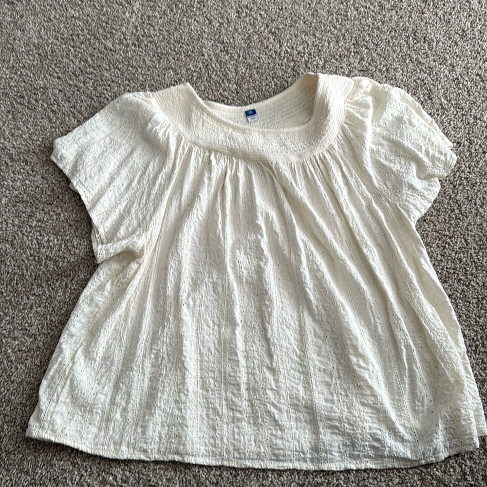 Cream eyelet top